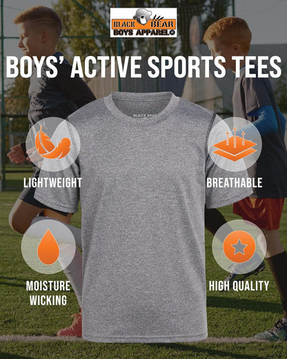 Boys’ Athletic T-Shirt – 4 Pack Active Performance Dry-Fit Sports Tee (4-18)