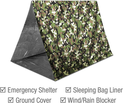 4 Pack Mylar Emergency Blankets for Survival - Compact & Insulated for Cold Weather - Designed for NASA, Outdoor, Running, Camping, Survival, First Aid Car Kit - Woodland Camo, 4 Pack